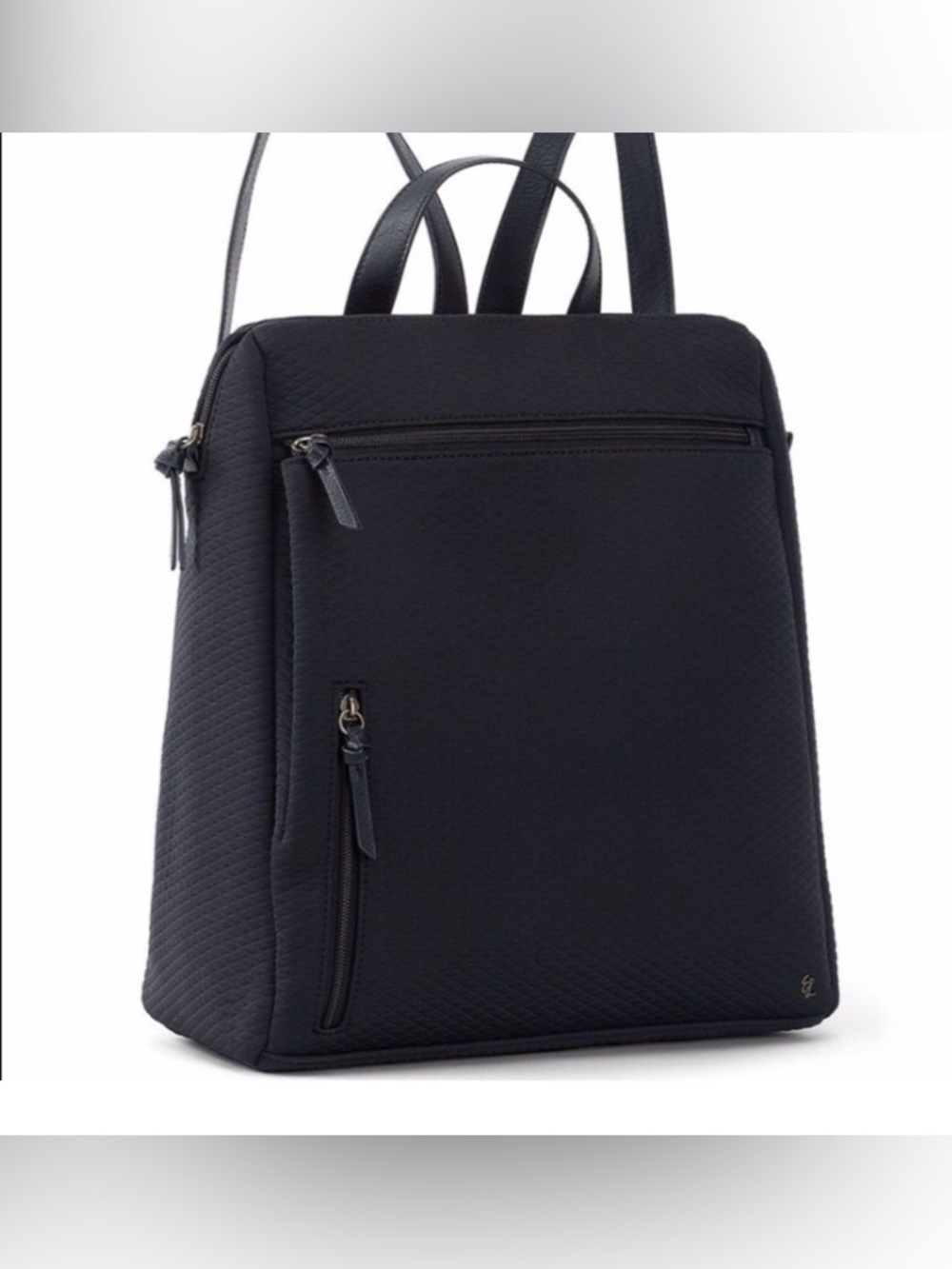 Elliott Lucca Black Structured Backpack with Zip Pockets